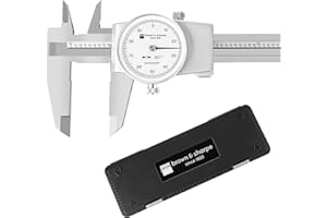 Brown & Sharpe 6-Inch Dial Caliper – Precision Stainless Steel Measuring Tool, White Dial, 0.001" Resolution, Hardened Construction, Shockproof Movement