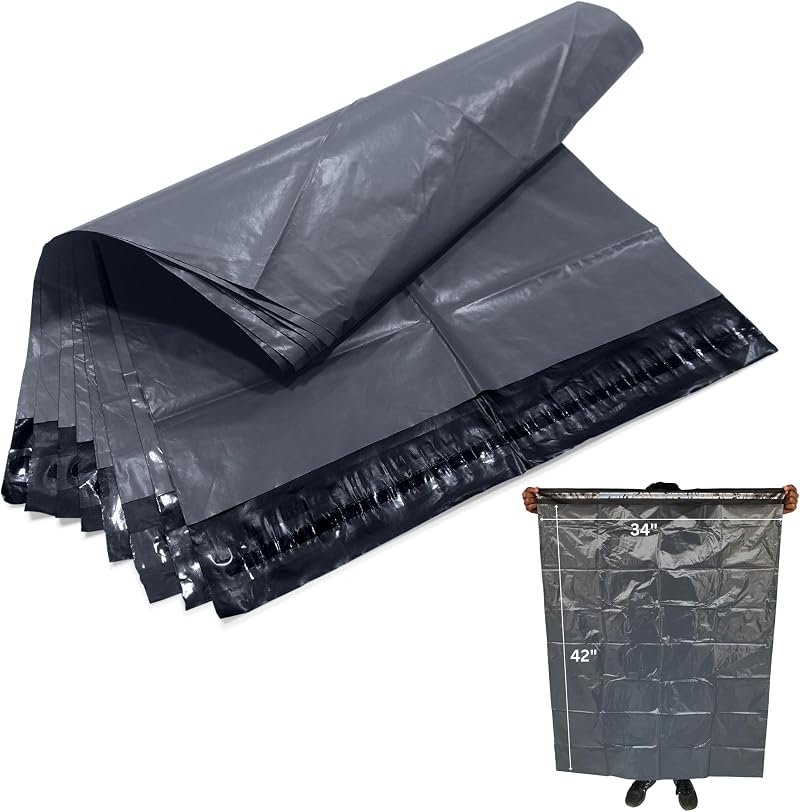 JeeJaan 5 Pcs Grey Postage Bags 34x42 Large Poly Mailers 860 x 1065 mm