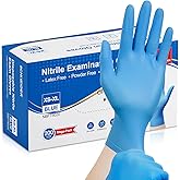 Schneider Nitrile Exam Gloves, Medical Grade Blue Disposable Gloves Latex Free, Rubber Glove for Cleaning, Cooking, Food Prep