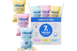 Khloud Protein Popcorn, 6 Pack Variety Pack - Protein Popcorn Made with Real Simple Ingredients & 7g Protein - Non-GMO, Gluten Free & Kosher - Healthy Snacks