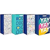 American Greetings 10" Medium Gift Bags for Birthdays and All Occasions (4 Bags)