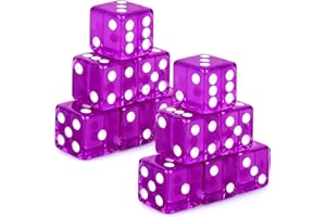 Abilat 12 Pieces 19mm Casino Dice Set Acrylic Translucent 6 Sided Game Dices Square Corner Dice for Casino Vegas Theme Birthday Party Supplies Board Games Table Games (Purple)