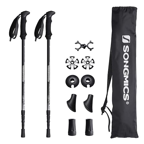 SONGMICS Wanderstöcke Anti-Shock, leicht, Trekkingstöcke mit Tragetasche SAS72BK