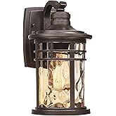 Darkaway Outdoor Wall Light Fixture,Outside Porch Lights Wall Mounted Amber Ripple Glass Exterior Waterproof Wall Sconce Ligh