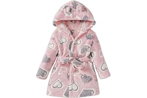 Toddler Girls Floral Flannel Fleece Robe Outfits Hoodie Long Sleeve 𝐁athrobe Coat Cute Warm 𝗣a𝗷amas for Kids Boys