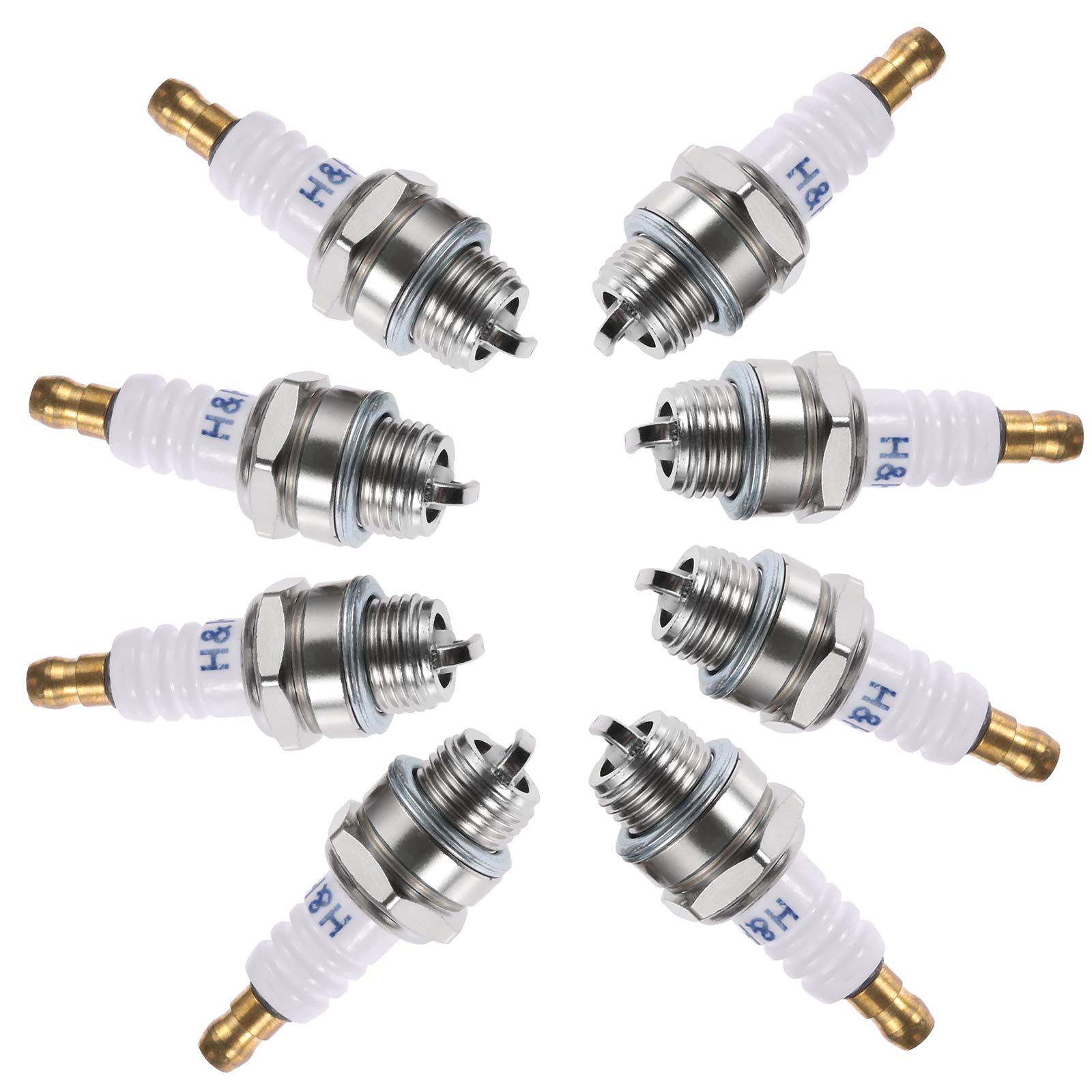 Dreld 8Pcs L7T Spark Plugs, 2 Stroke Engine Spark Plug Engine Accessory Replacement for BPMR7A CJ8 RCJ6Y RCJ7Y Chainsaw Brush Cutter Garden Lawnmower Strimmer Trimmer