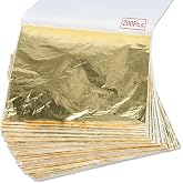 200Pcs Gold Leaf Sheets for Gilding, Art, Crafting, 5.5"x5.5" | Imitation Gold Foil for DIY Projects, Picture Frames, Home Wa
