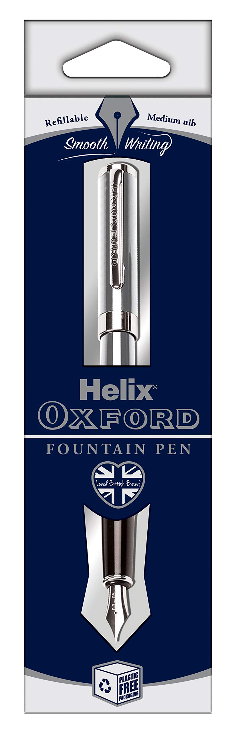 Helix Oxford Premium Fountain Pen (Stainless Steel) with Plastic Free Packaging