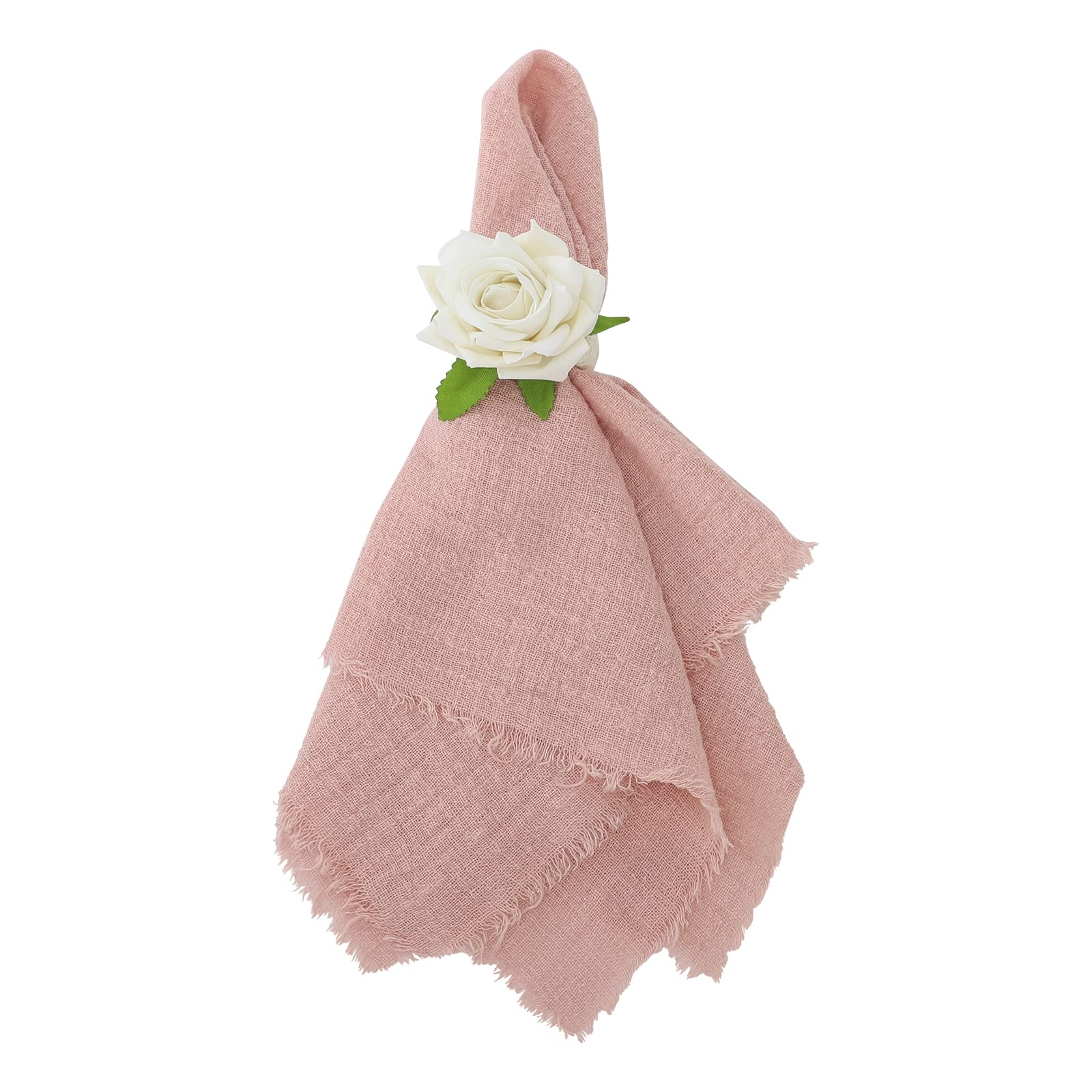 Teahutty 6Pcs Cloth Napkins, Cotton Napkins with Fringe Washable and Reusable Soft Table Napkins Rustic Delicate Dinner Napkins for Weddings, Parties & Every Day Use 16.5x16.5 Inch, Pink