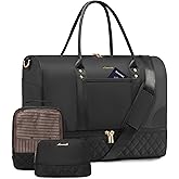 LOVEVOOK Travel Bag,Weekender Bag for Women Travel Duffle Bag with Shoe Compartment,Carry on Overnight Bag with Wet Pocket,Gym Yoga Duffel Bag,Hospital Bags for Labor and Delivery,3 Pcs Set