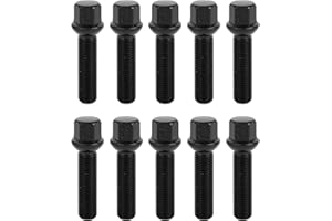 TUCKBOLD M14x1.5mm Ball Seat Wheel Lug Bolt for Volkswagen 19mm Hex 50mm Shank Length Sturdy | Extended Bolts Black 10 Pcs