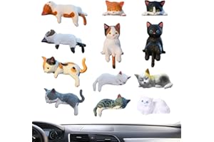 12Pcs Miniature Cat Figurines For Computer Monitor Car Dashboard Decoration, Realistic Cute Mini Cat Figures Dolls House Mode