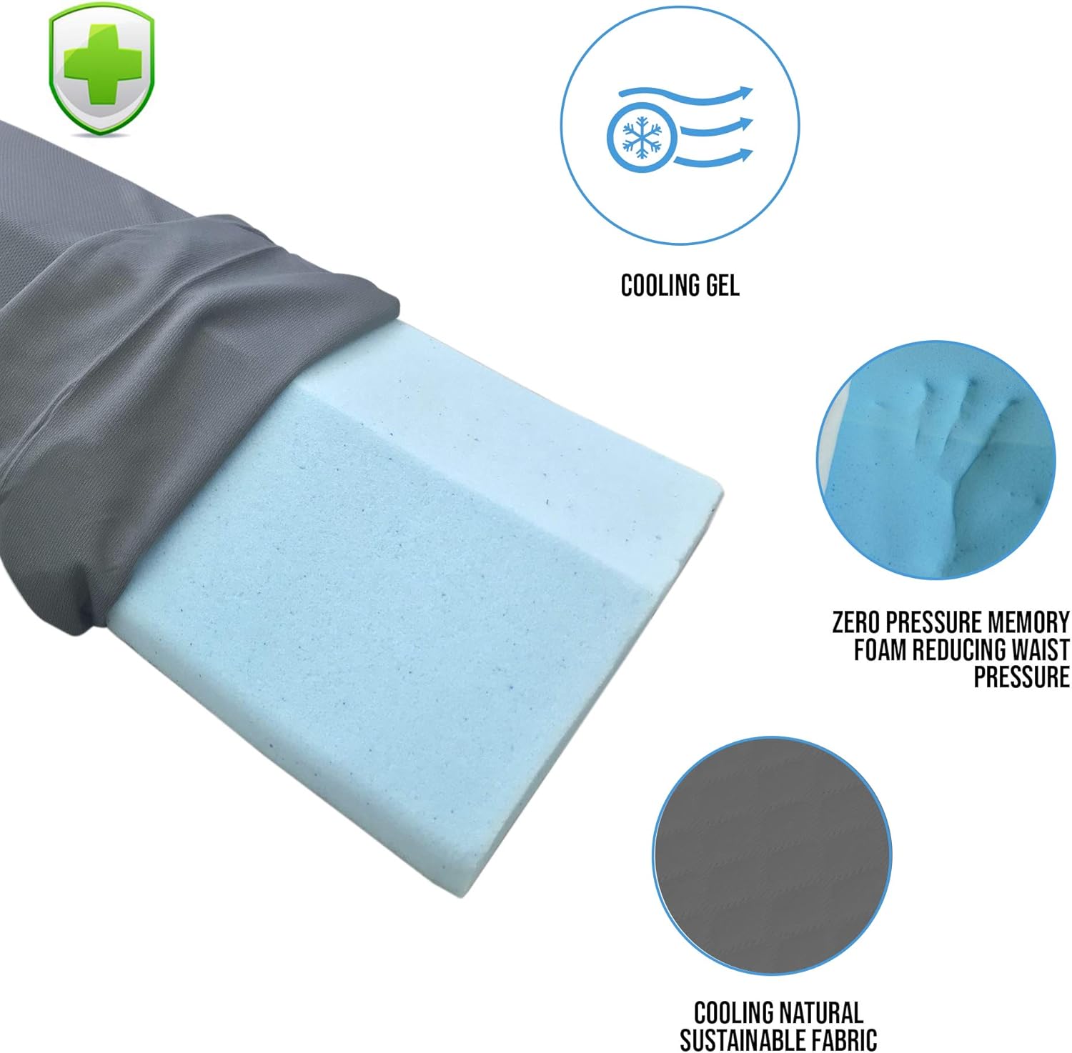 Cooling Gel Lumbar Pillow for Sleeping Memory Foam Thickest 3” Lower Back Pain Relief Support Cushion in Bed Waist Support Cushion Pregnant Woman Hip Knee Spine Alignment Sciatic Relief | Grey Mesh: Home & Kitchen