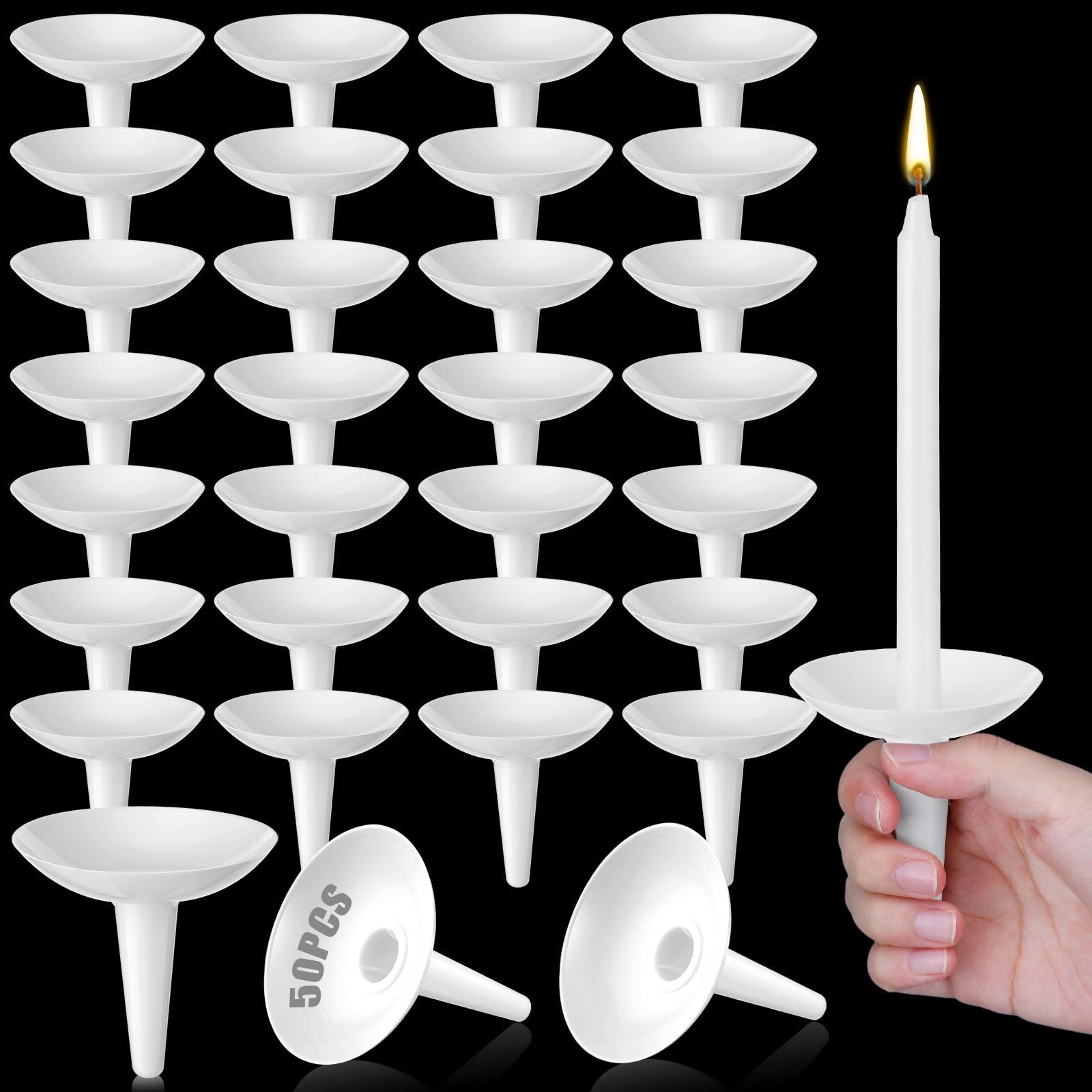 Photo 1 of Lemosae 50 Pcs Candlelight Service Bulk, Church Vigil Plastic Candle Holders, Candlelight Service Drip Protectors Convenient for Church, Vigil, Memorial, Christmas Eve, Wedding, Party Candles