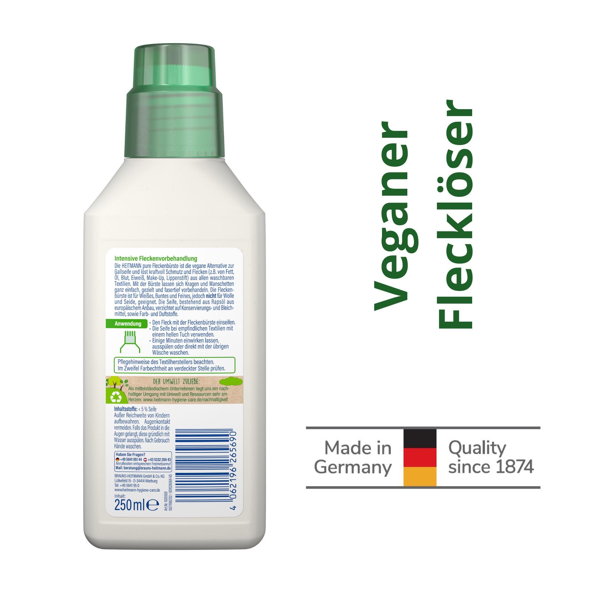 HEITMANN pure Fleckenbürste | Veganer Flecklöser mit praktischem Bürstenkopf | Ideal für Kragen und Manschetten | 250 ml 3