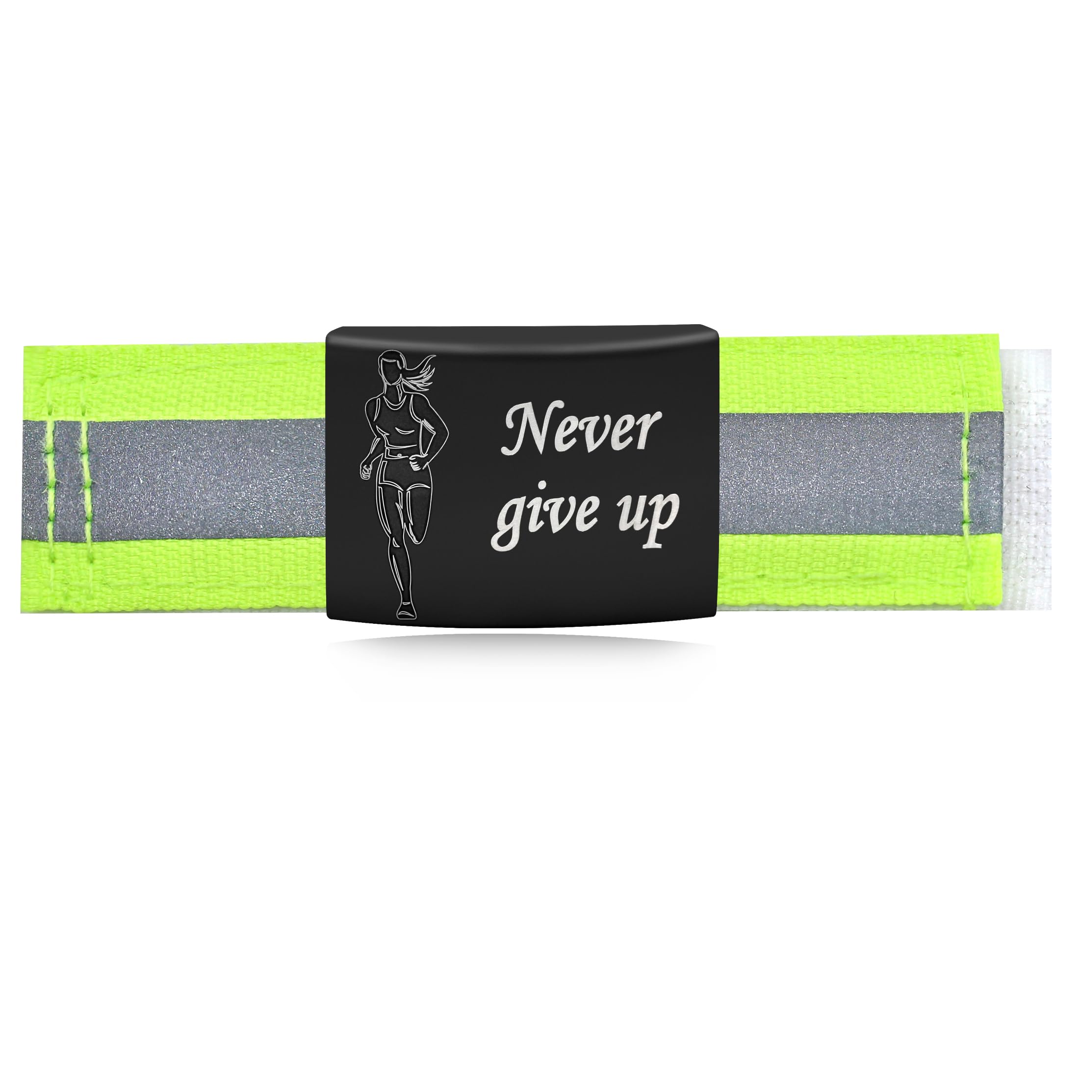 Uloveido Stainless Steel Shoe ID Tags Engraved Never Give Up - Ideal Sports Fitness Enthusiasts Gifts for Male & Female Runners, Athletes, Travelers