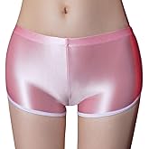Ausing Women's Sexy Oil Shiny Glossy Booty Shorts Sheer Low Rise Panties Underwear Stretch Rave Boxer Briefs