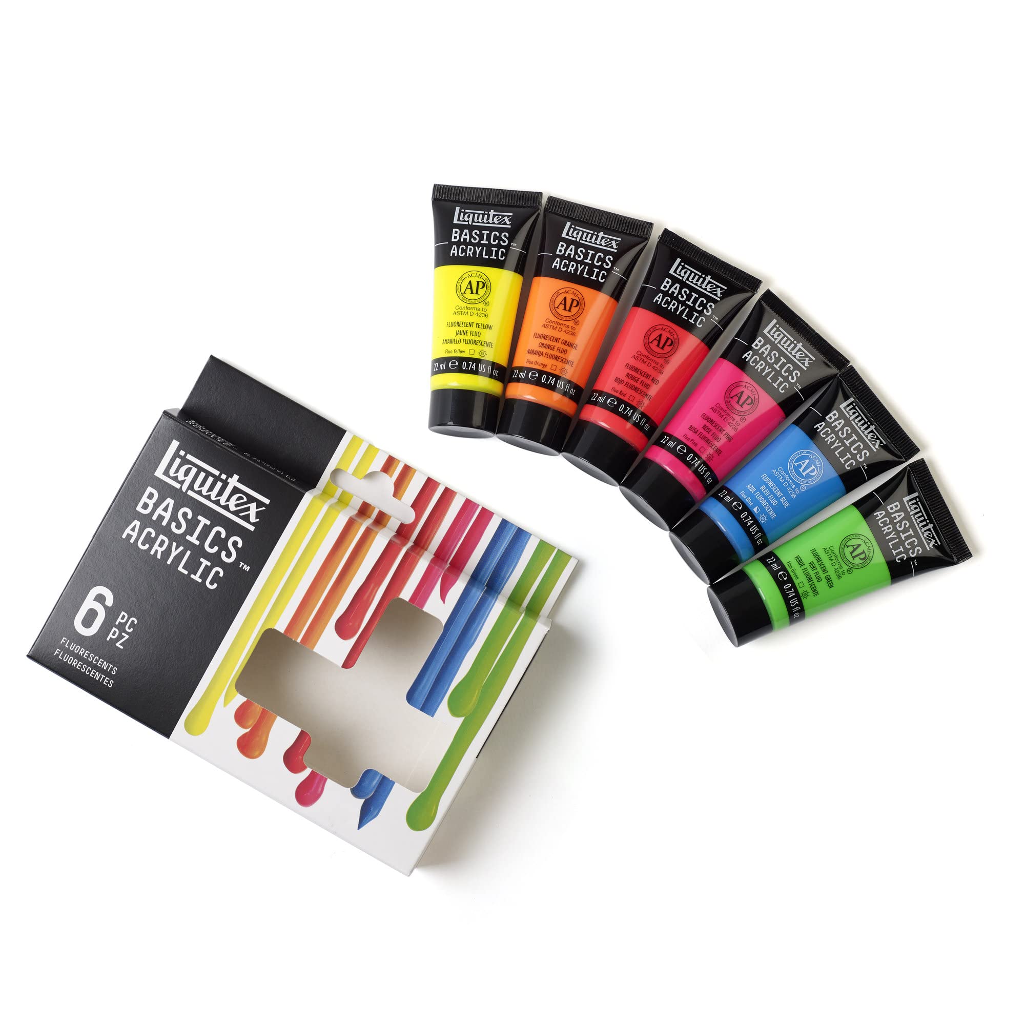 Liquitex Acrylic Basics Set of 6 x 22 ml Fluorescent Colours