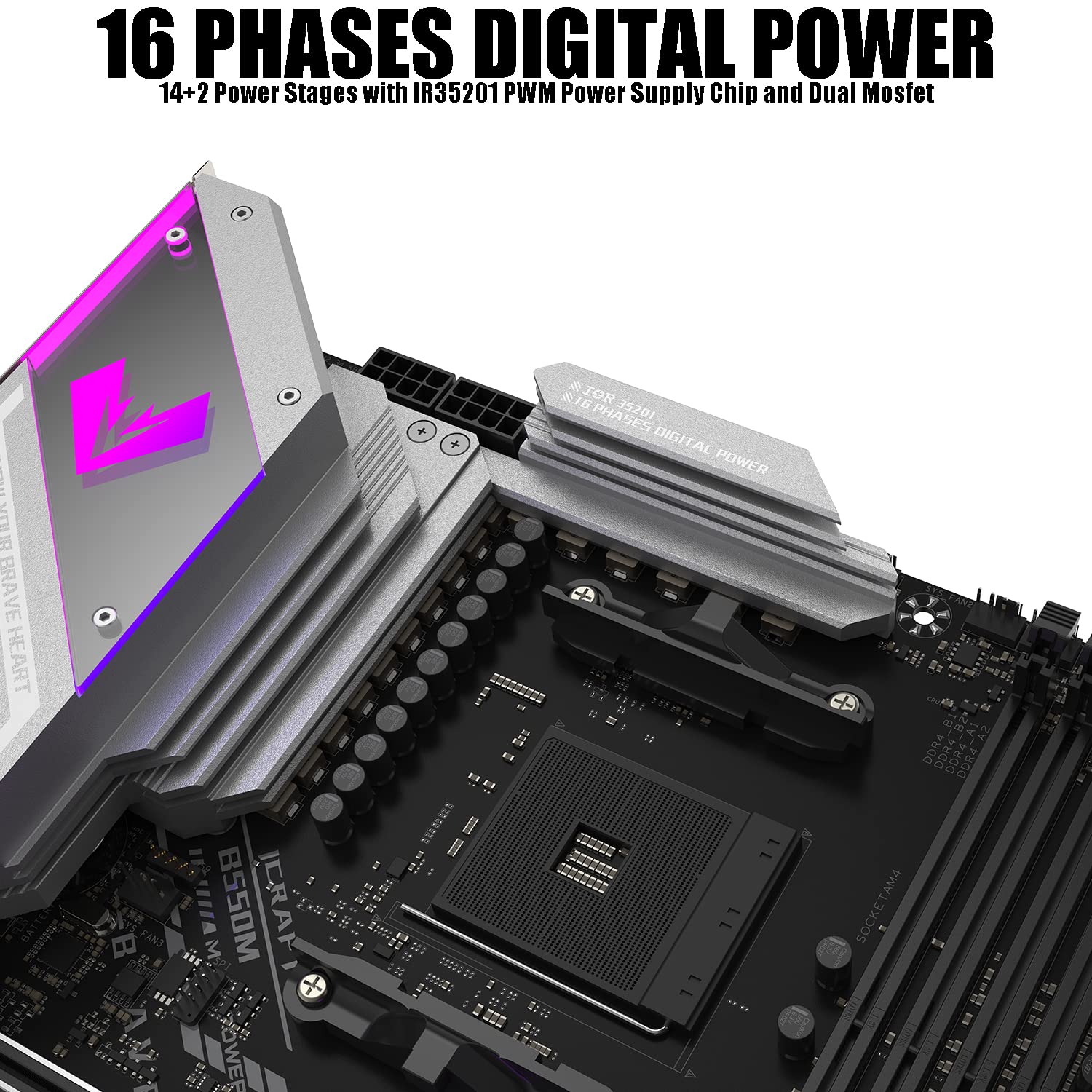 MAXSUN iCraft B550 Gaming M-ATX Motherboard, 14+2 Power Stages AMD AM4 Zen 3, DDR4, PCIe 4.0, SATA 6Gb/s, Dual M.2, USB 3.2 HDMI/DP, 2.5G LAN Micro ATX AMD Ryzen 5000 Series Processors CPU