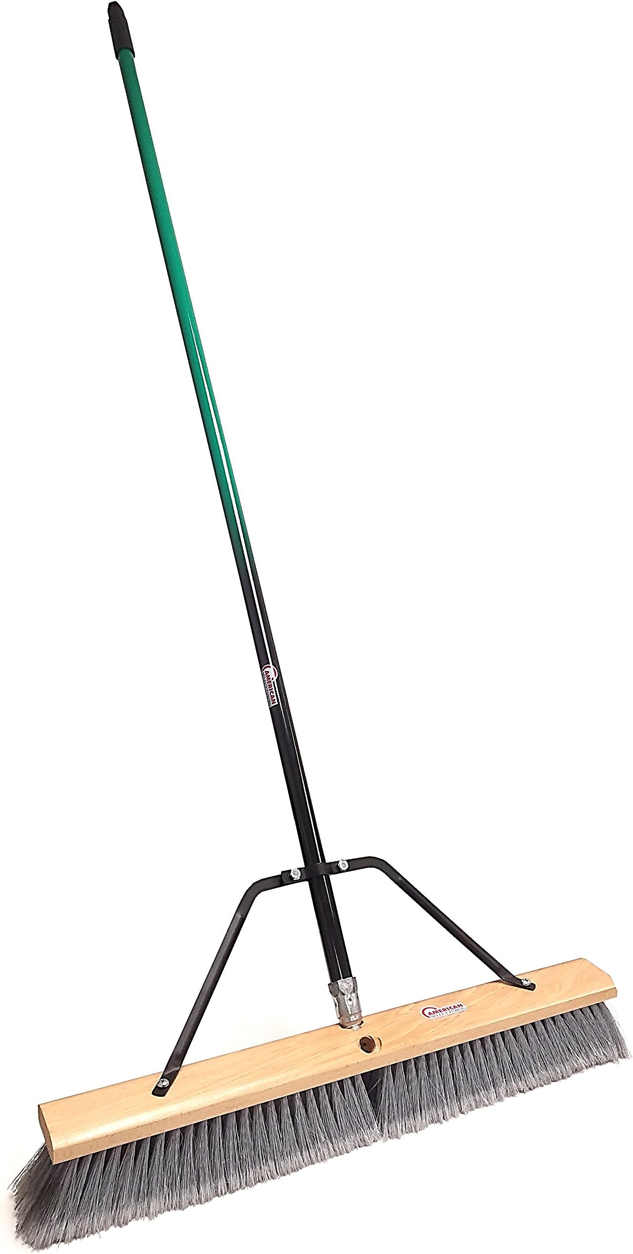 Heavy Duty 24" Multi-Surface Push Broom with Green/Black Handle for Garage, Warehouse, Driveways, Sidewalks, Patio Sweeping