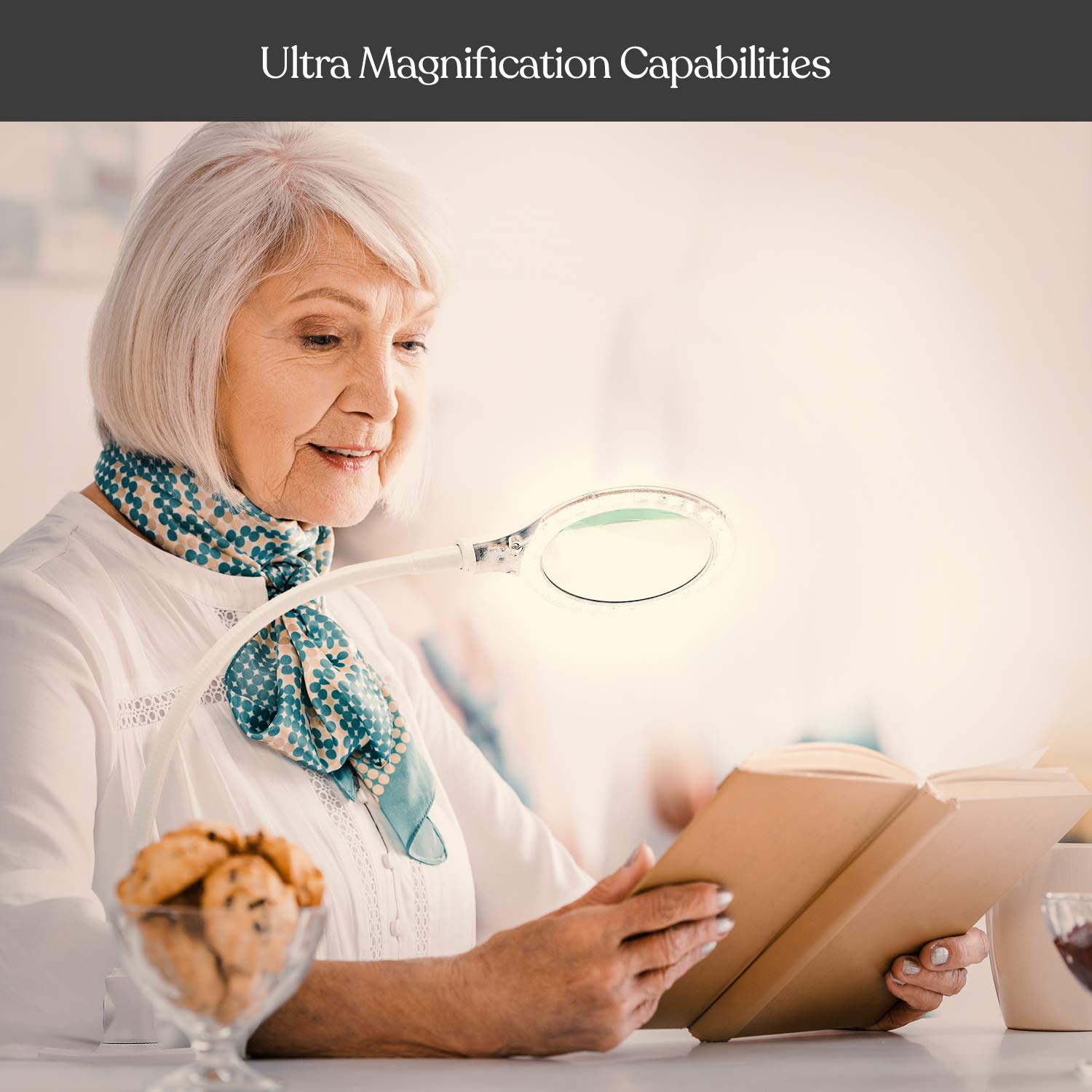 LightView Flex Magnifying Desk Lamp, 1.75X Light Magnifier, Adjustable Magnifying Glass with Light for Crafts, Reading, Close Work