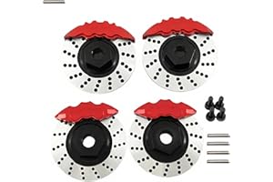 RIKAVIM 4Pcs Aluminum Brake Disc & Caliper Set for 1/10 4-TEC Drift Ford Mustang RWD RC Car – Replaces #8367#8356