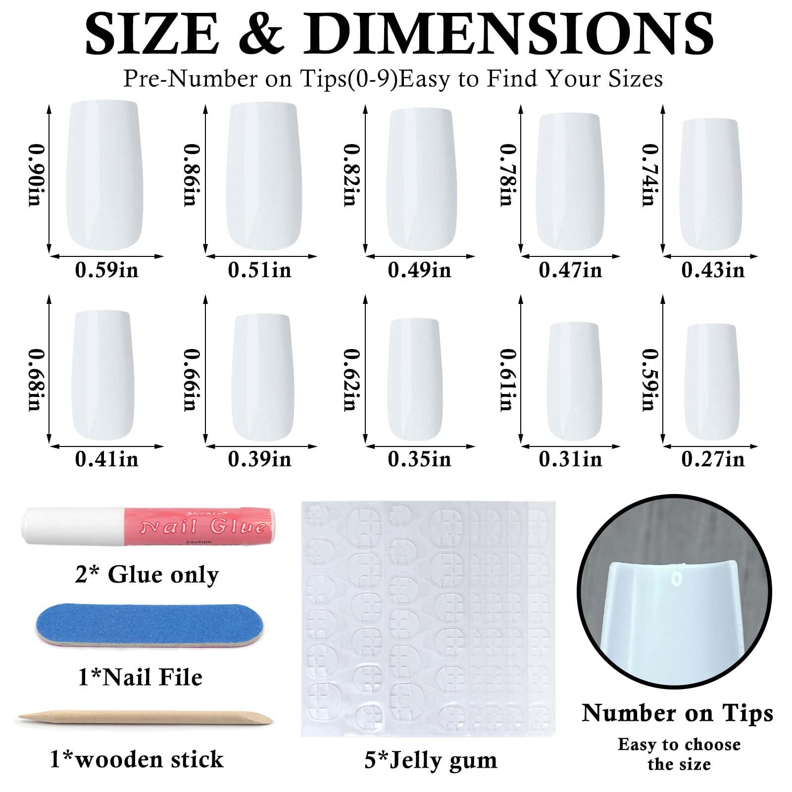 Bellelfin 120Pcs White Press on Nails Medium Square Glue on Nails, Glossy Solid Color Fake Nails Full Cover Acrylic Nails Press on for Women Girls Artificial Fingernails - Image 3