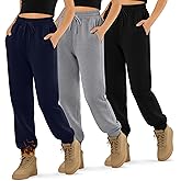 LessonZoo 3 Pack Girls' Sweatpants Active Fleece Soft Athletic Jogger Pants for Kids Youth with Pockets Drawstring