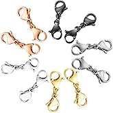 Qulltk 10 Pack Double Lobster Clasp Necklace Clasp Classic Double End Design Necklace Clasps and Closures, Necklace Extender Double Claw Connector Suitable for Jewelry Chain