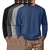 Neer 4 Pack Mens Big and Tall Shirts Cotton Long Sleeve Crewneck Casual Tops Plus Size Basic Tee Shirts Multipack