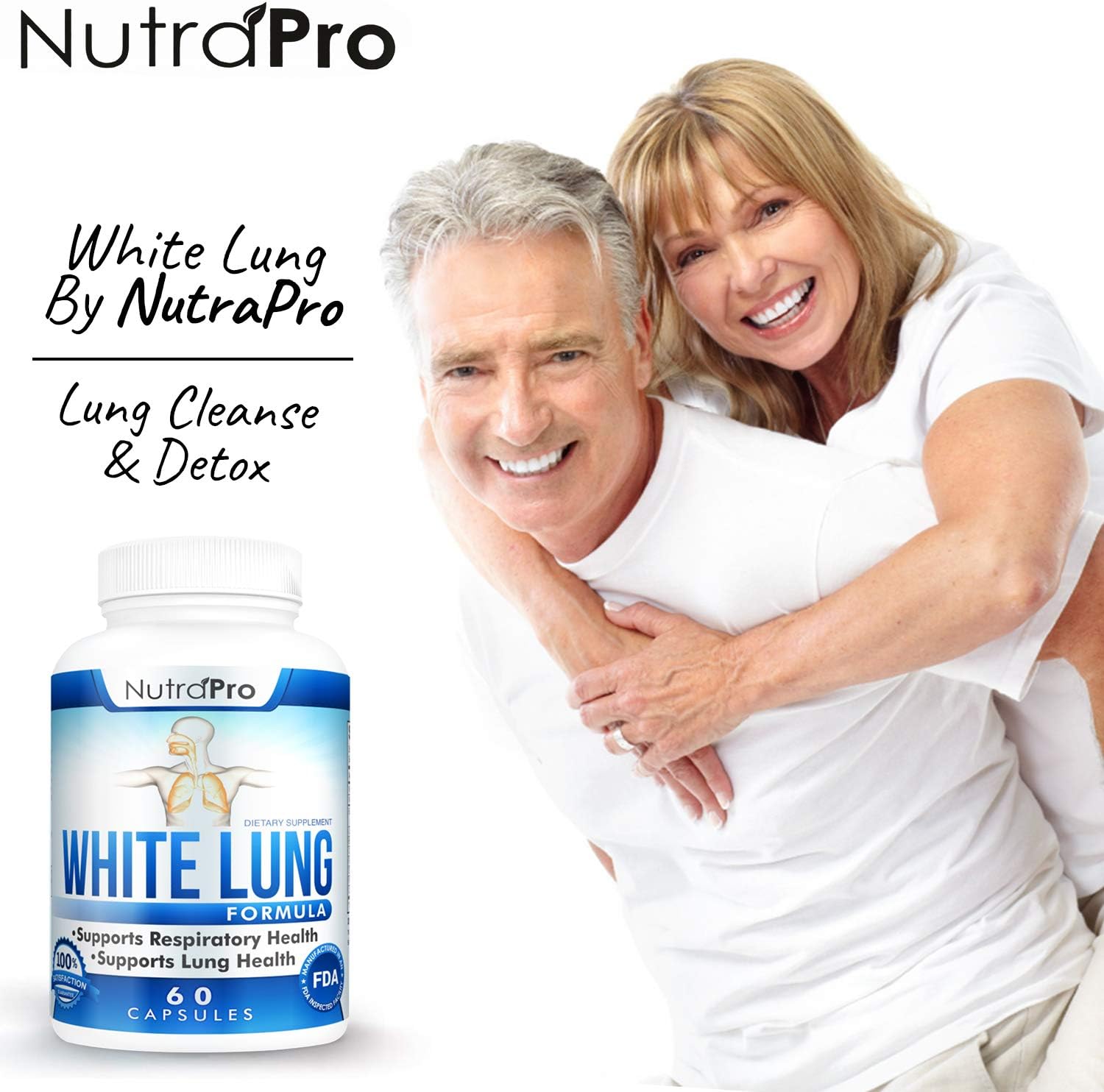 White Lung by NutraPro - Lung Cleanse & Detox.Support Lung Health. Supports Respiratory Health. 60 Capsule - Made in GMP Certified Facility.: Health & Personal Care