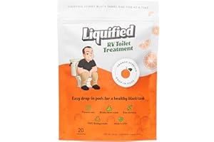 Liquified RV Toilet Treatment Drop-Ins - Prevents Tank Odors - Breaks Down Waste and Tissue - Septic Tank Safe - Matts RV Reviews - Orange Scent - 20 Treatments (20 1oz pods)