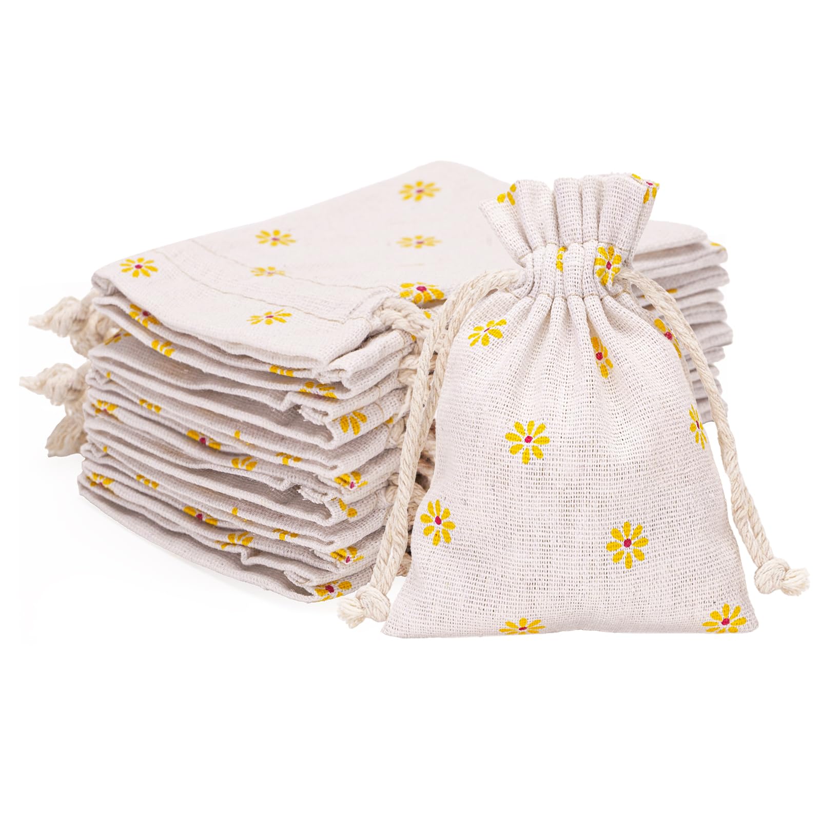 G2PLUS Little Cotton Linen Bags, 9x12CM Lavender Bags, 20 PCS Drawstring Party Favors Bags, Handy Sized Gift Pouches for Lavender, Jewellery, Crafts, Party Favors