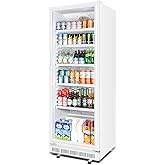 Velieta Commercial Beverage Refrigerator, 24.5 Inch 15 Cu. Ft. Drink Fridge, Display Refrigerator with Glass Door, Commercial