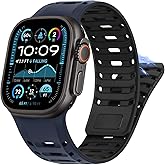 HITZEE Ultra Band Compatible with Apple Watch Band 49/46/45/44/42, Silicone Magnetic Men Bands Strap with Pin Buckle Compatible for iWatch Ultra 3/2/1 Series 11 10 9 8 7 SE3 6 5 4 3, Dark Blue/Black