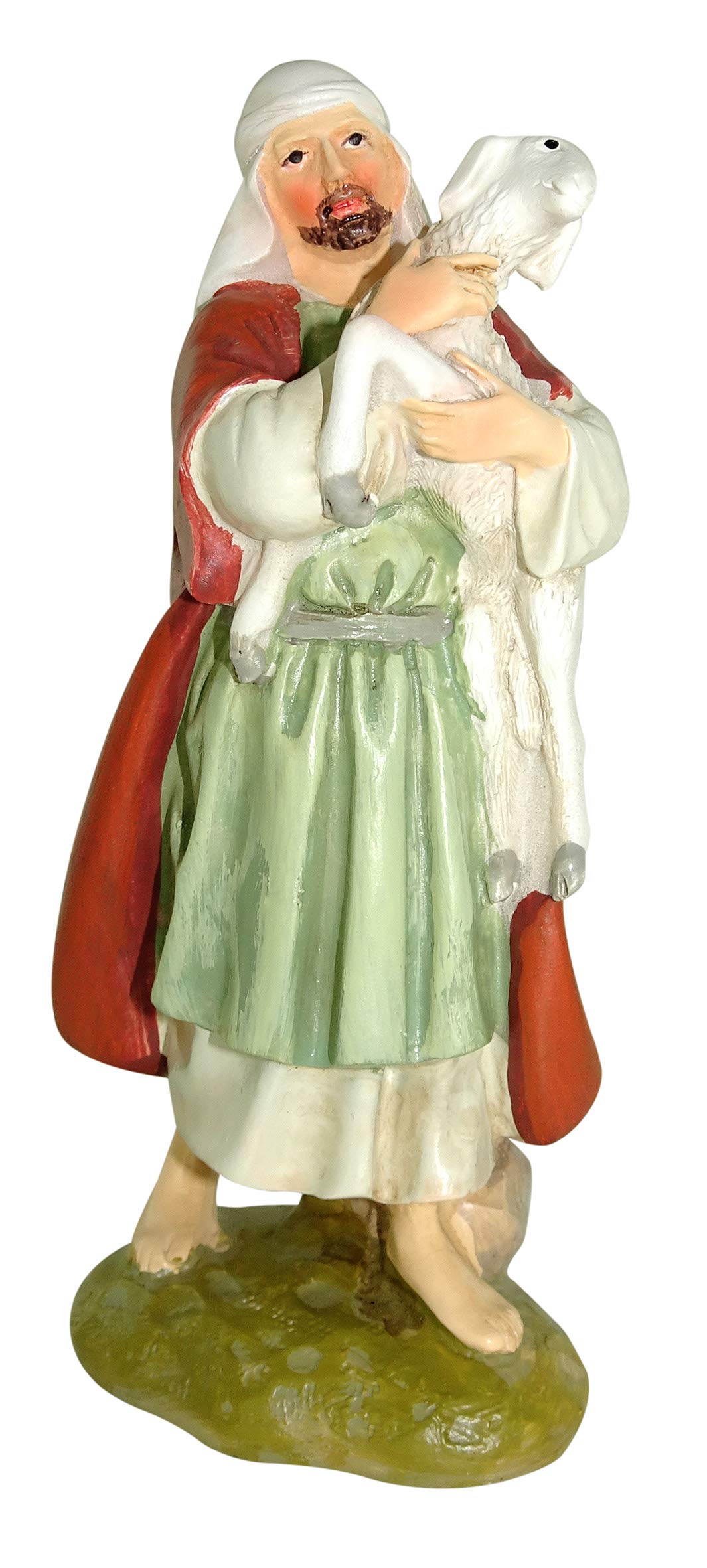 Ferrari & Arrighetti Nativity Scene Figurine: Shepherd with Sheep - Martino Landi Collection - 12 cm