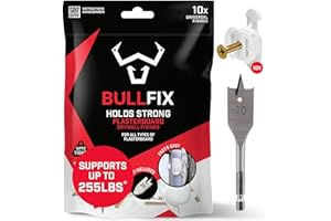 Bullfix Universal Drywall Anchors, Holds up to 255lbs, Hollow Wall Anchors, with Drill Bit, Stronger Than Toggle Bolts and Butterfly Screw - Patented Design - Starter Pack