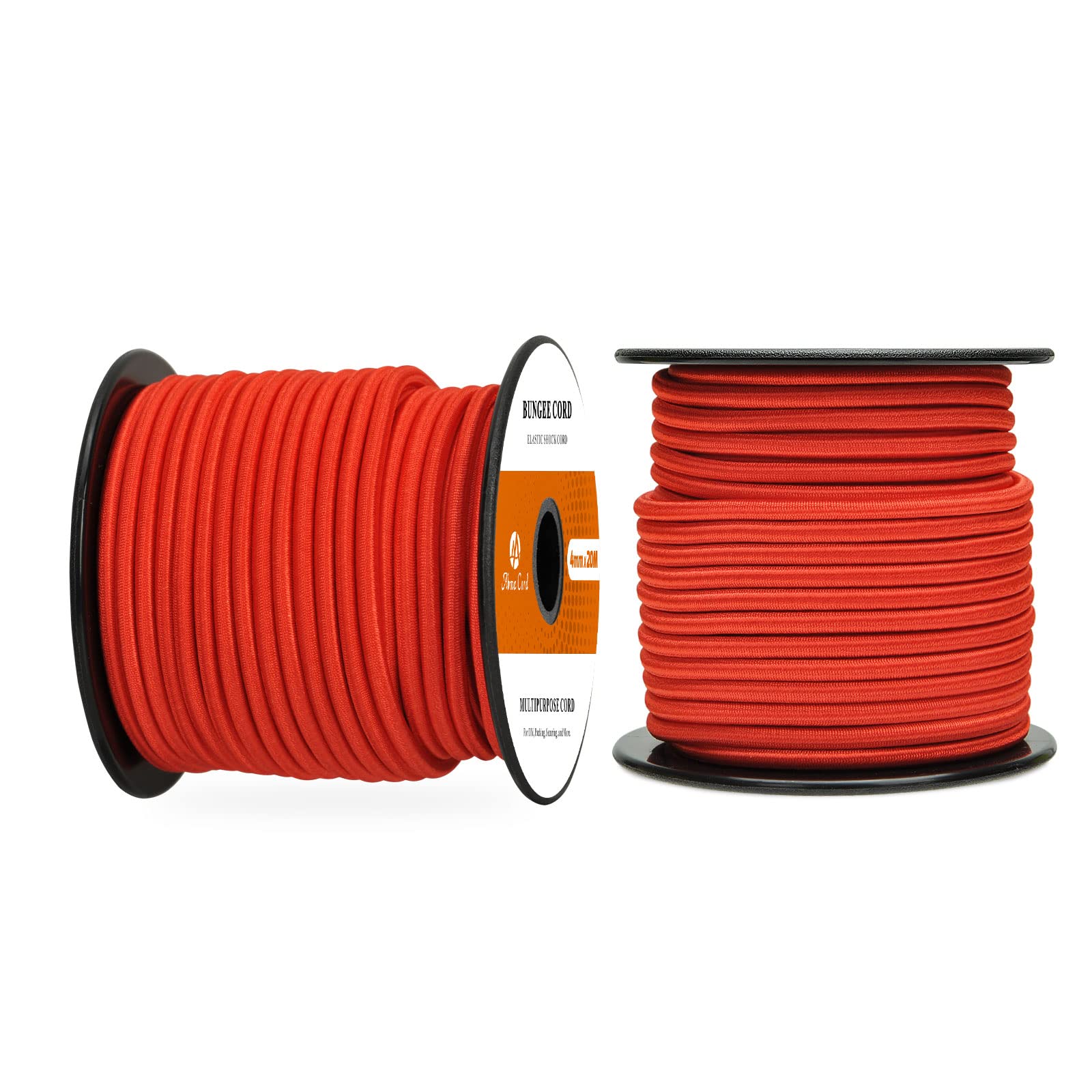 Abma Cord Bungee Cord 4mm 20M Elastic Shock Cord 100% Stretch Elastic Bungee Rope for Tarpaulin, Trailer, Backpack, Tent Pole, Kayak - Red — image 1