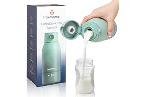 TRAVELISIMO Portable Bottle Warmer for Travel, Dual Heating Modes, Water & Breast Milk Warmer, Baby Bottle Warmer, Fast Heati