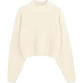 LILLUSORY Womens Turtleneck Mock Cropped Sweaters Winter Cute Oversized Knit Trendy Tops Fashion Long Sleeve Fall Clothes