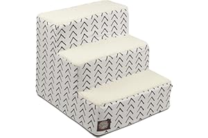 Majestic Pet 3 Step Portable Dog Stairs for Small Dogs to get on Bed Supports 250 lbs or Less – Dog Steps for High Bed with Machine Washable Cover –Pet Stairs for Cats Boho Arrow White/Black