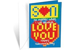 Prime Greetings Son Valentine's Day Card, Made in America, Eco-Friendly, Thick Card Stock with Premium Envelope 5in x 7.75in, Packaged in Protective Mailer