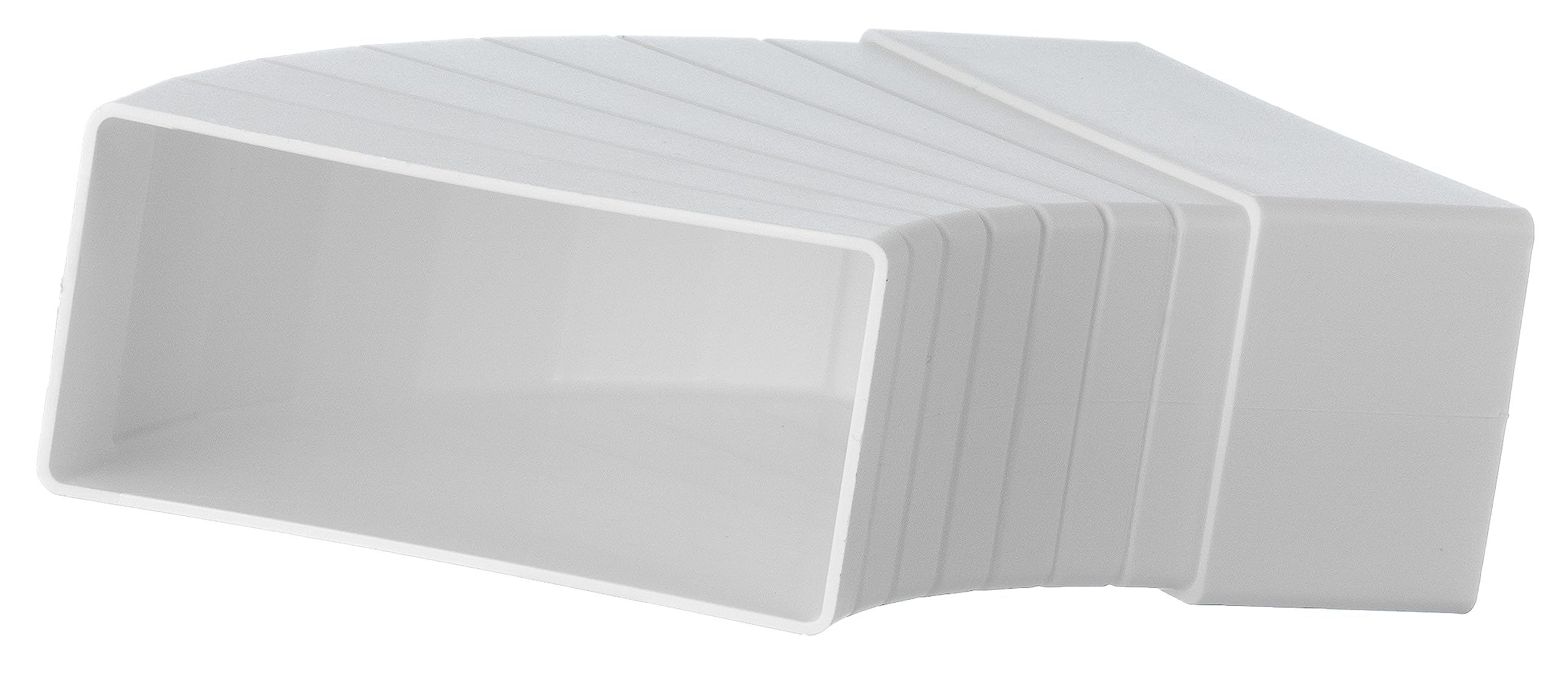 Steinberg14 White 110x55mm / 4x2 inch - 15-60° Horizontal Elbow - Flat Channel Bend - Rectangular Plastic Ducting Adaptor — image 1