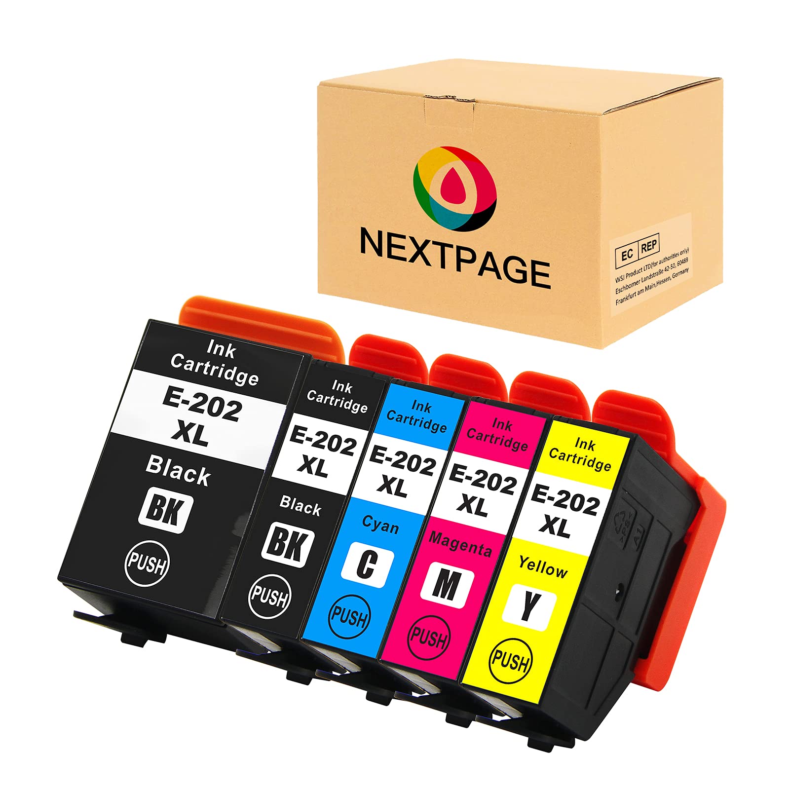 NEXTPAGE 202XL Ink Cartridges for Epson 202 202XL Ink Cartridges for Epson Expression Premium XP-6105 XP-6100 XP-6000 XP-6005 (1BK 1PBK 1C 1M 1Y)