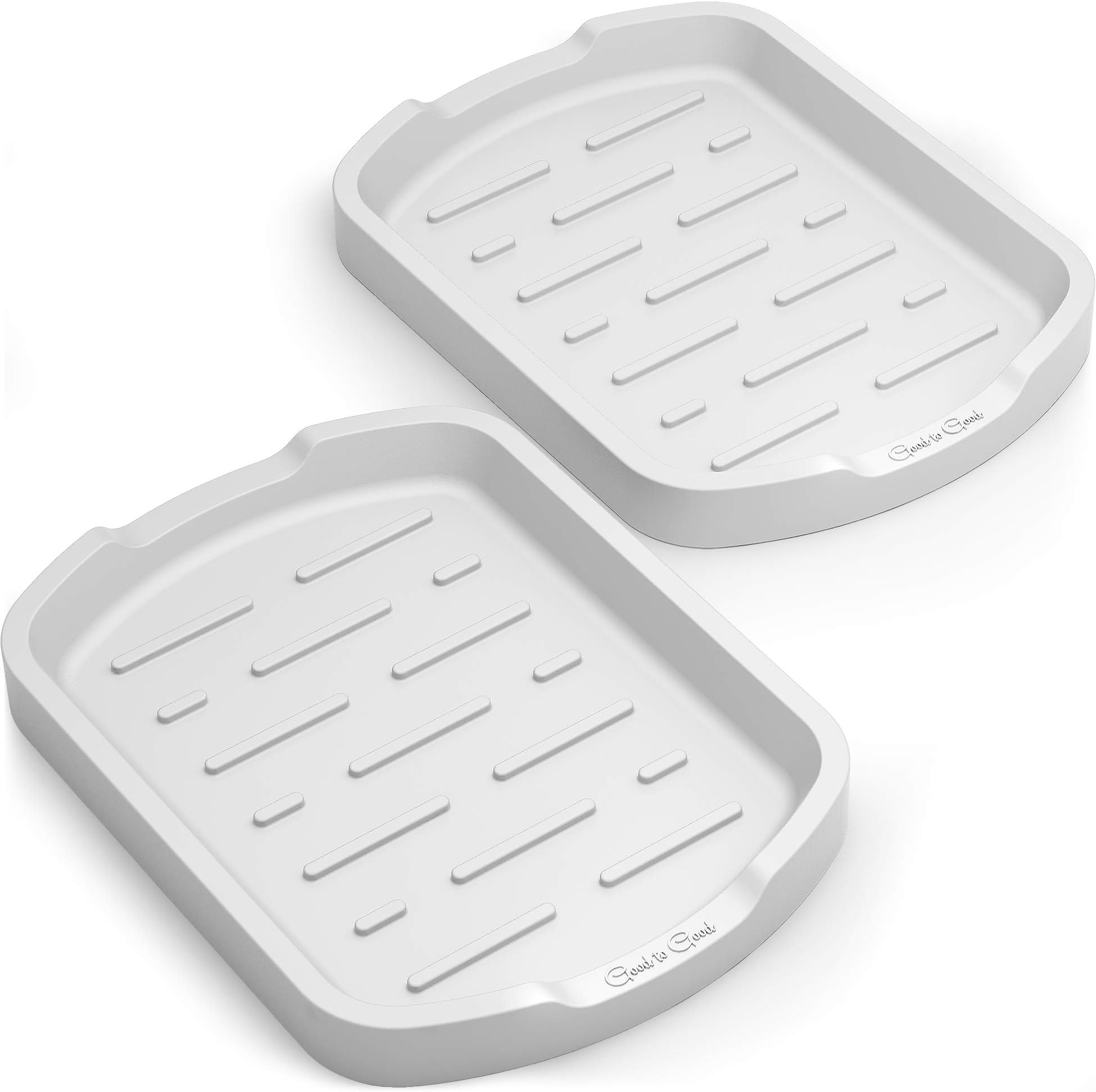 GOOD TO GOOD Silicone Soap Dish - Sponge Holder, Bathroom and Kitchen Sink Organizer Tray Set of 2 - Waterproof, Non-Slip, Durable, Flexible, Heat-Resistant, Eco-Friendly, Easy Clean