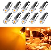 AUXLIGHT BA9S BA9 1895 1891 53 57 64111 3893 47830 Error Free LED Bulb, Super Bright 3030-SMD Interior Car Bulbs Replacemet for Dome Map License Plate Glove Box Lights (Amber Yellow, Pack of 10)