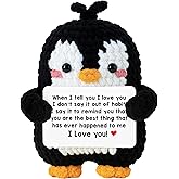 Penguin Romantic Gift - Valentines Day Gifts for Him, Her, Men, Boyfriend, Husband, Women, Girlfriend, Wife - Crochet Penguin Plush Couples Gifts for Anniversary, Birthday, Christmas, Stocking Stuffer