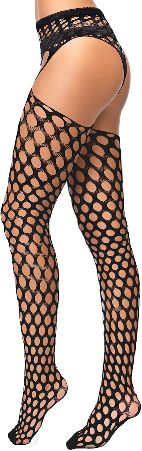 6 Pairs Women Suspender Pantyhose Stockings Valentine's Day Fishnet Tights Stretchy High Stockings for Dress up Favors at  Women’s Clothing store