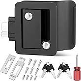 RV Entry Door Lock, 100% Metal Camper Lock, Travel Trailer Door Latch, RV Lock Replacement Kit with Paddle Deadbolt 4 Keys, f