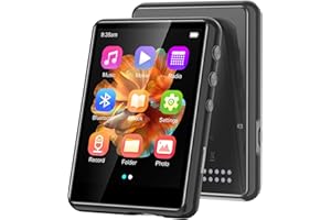 ZAQE MP3 Player with Bluetooth 5.3, 2.4" Portable HiFi Music Player with FM Radio/HD Speaker/Recording/E-Book/Photo/Video/Alarm Clock, Walkman Digital Music Player Earphones Included